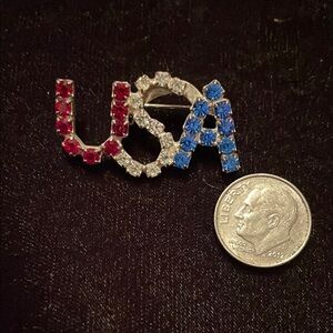 USA Crystal Brooch - Red, White, and Blue